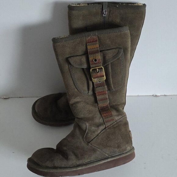 UGG | Retro Cargo Boots in olive green suede Sz 6 - Picture 2 of 8